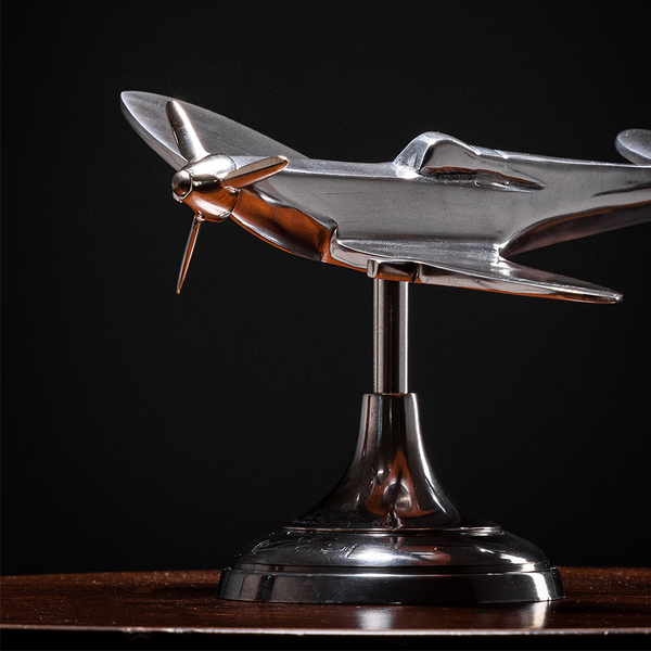 Spitfire Model on Stand in Silver Polished Finish